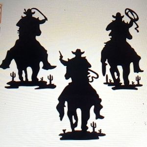 Fabulous set of 3 Western Cowboy metal wall art. NWT!